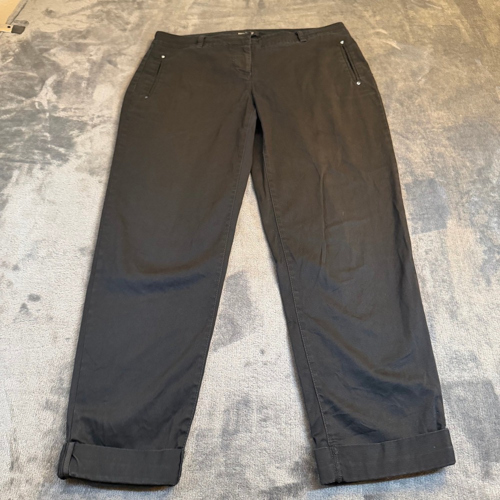 White House Black Market Crop Leg Pants Womens Size 2 Black Cuffed Stretch